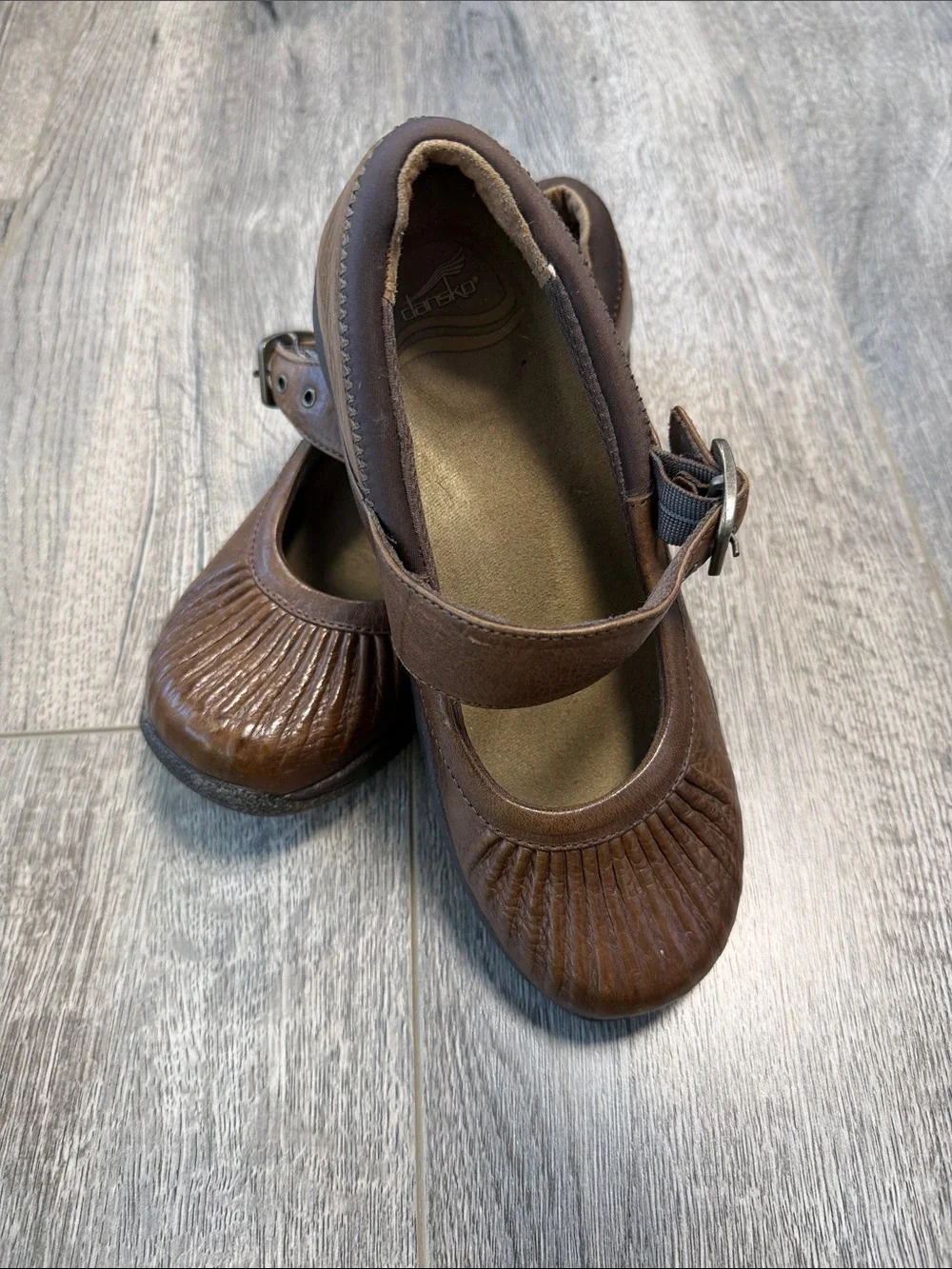 Dansko Brown Mary Jane Flats with Buckle Strap
